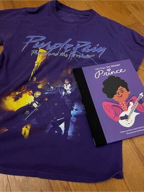 Purple Men’s Small Purple Rain Short Sleeve Tshirt with Little People Big Dream
